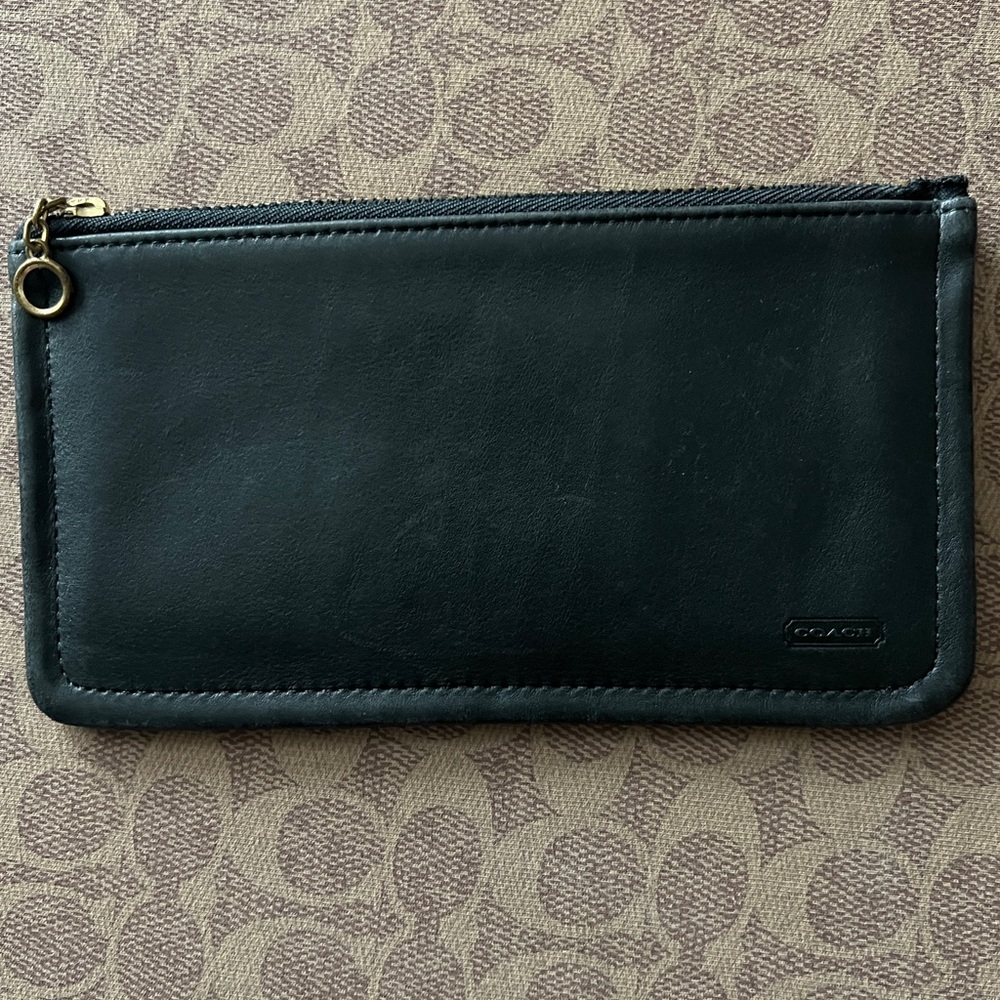 Vintage Coach Black Leather Multipurpose Zip Pouch